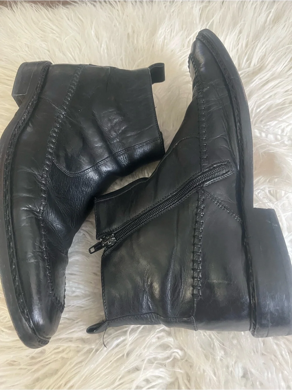 Mark Nason Black Leather Chukka Boots with Side Zip